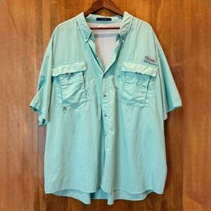 Columbia Bahama PFG Fishing Shirt 4XL Button Up Short Sleeve Ocean Green (A0042)